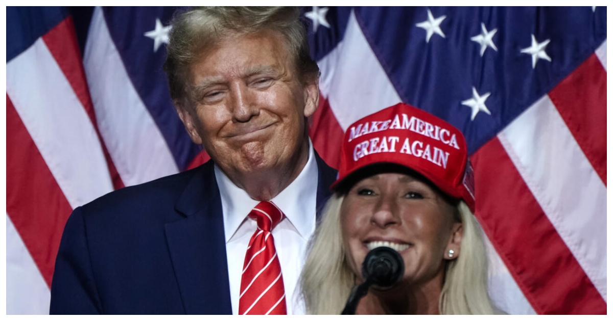 প্রেসিডেন্ট ট্রাম্পের সাথে প্রচারণায় মারজরি টেলর গ্রিন। ছবি: ফ্রান্স২৪